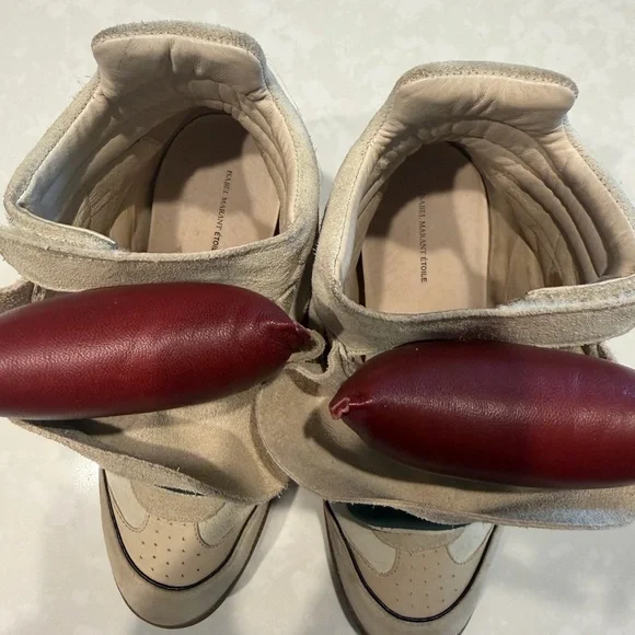 Isabel Marant Tan and Red Wedge Sneakers - Picture 4 of 9